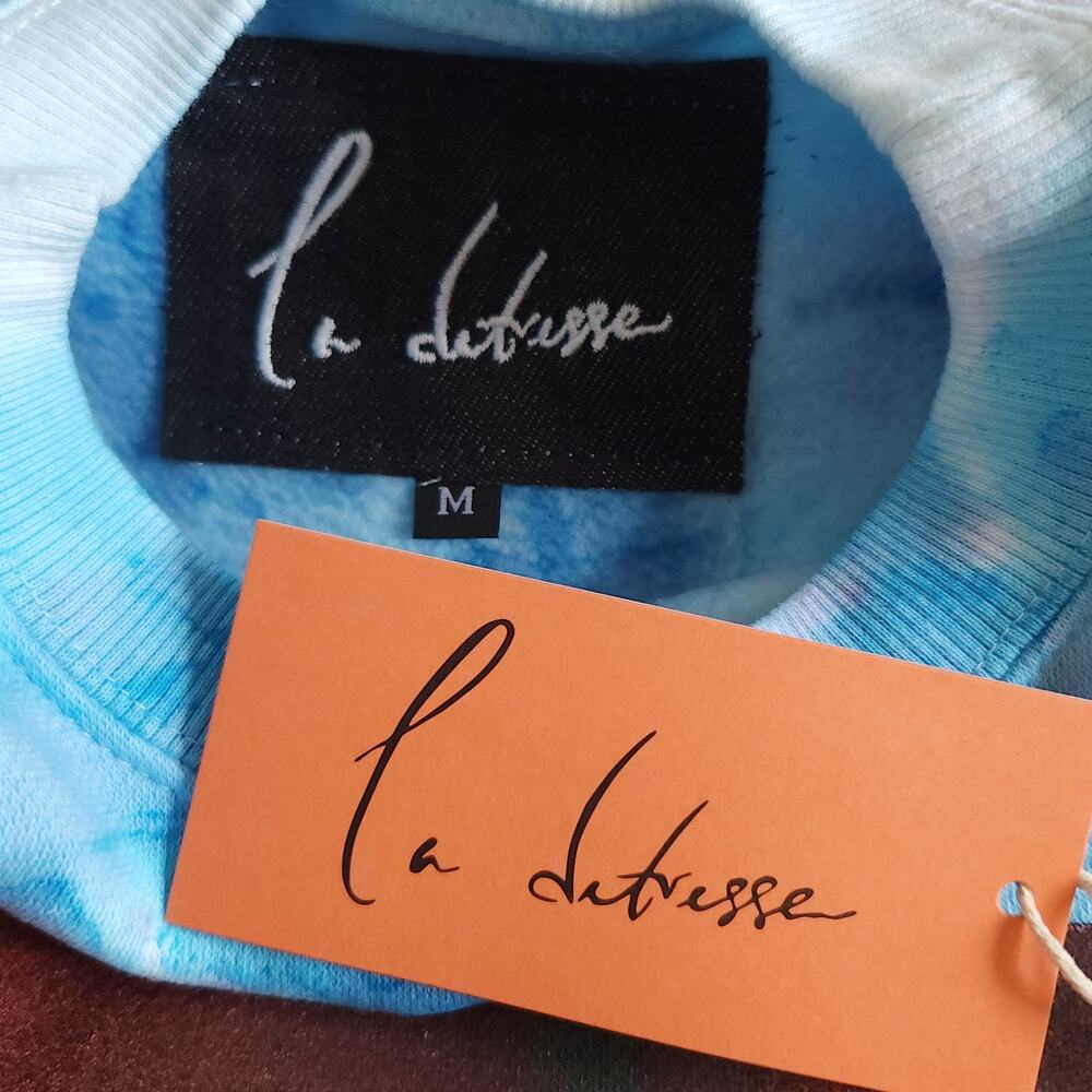 LA DETRESSE Mania Obsessive pullover tie dye sweatshirt blue purple Size M NEW - Picture 4 of 6